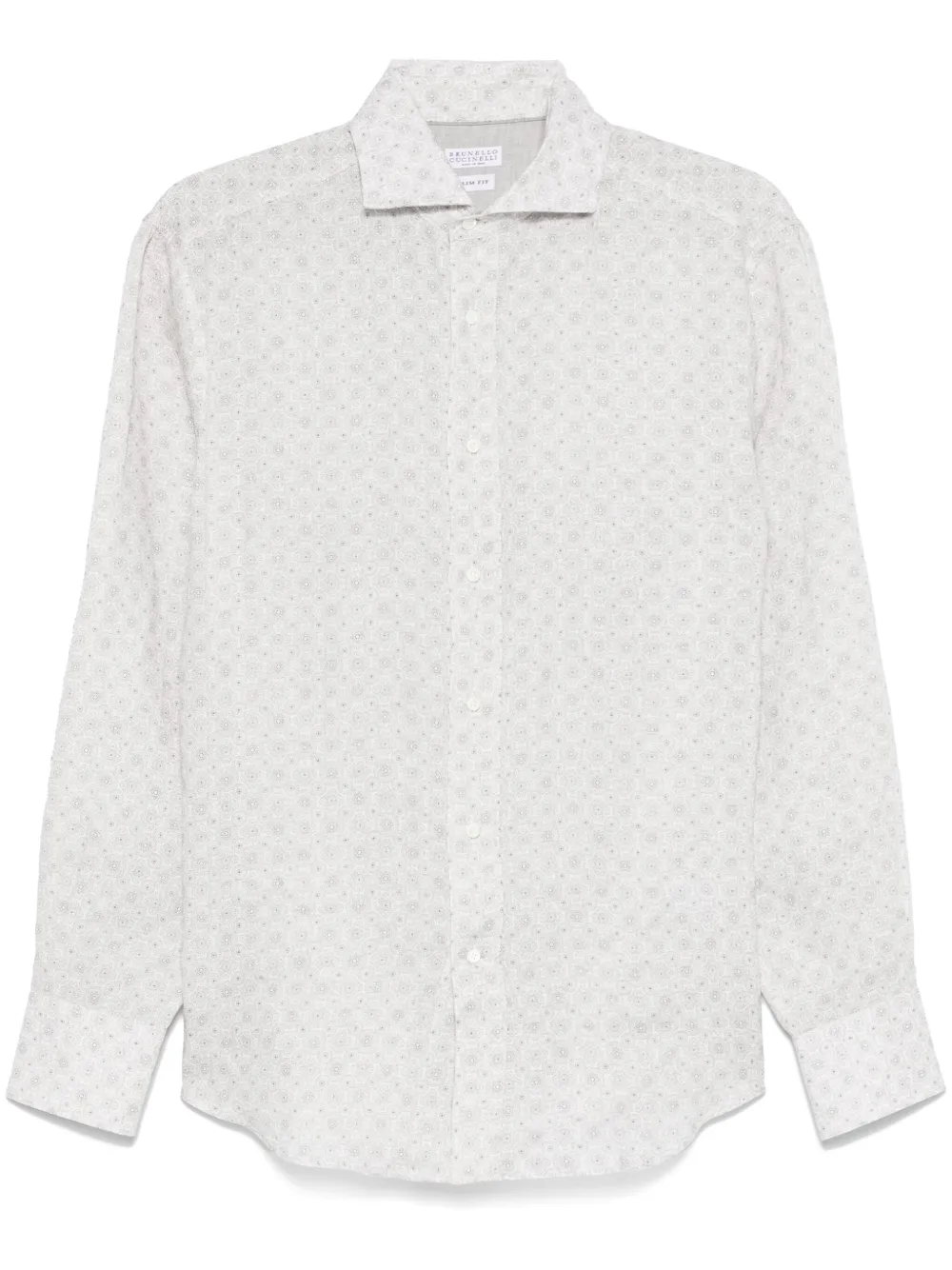 Brunello Cucinelli geometric-pattern shirt | Grey | Image 1