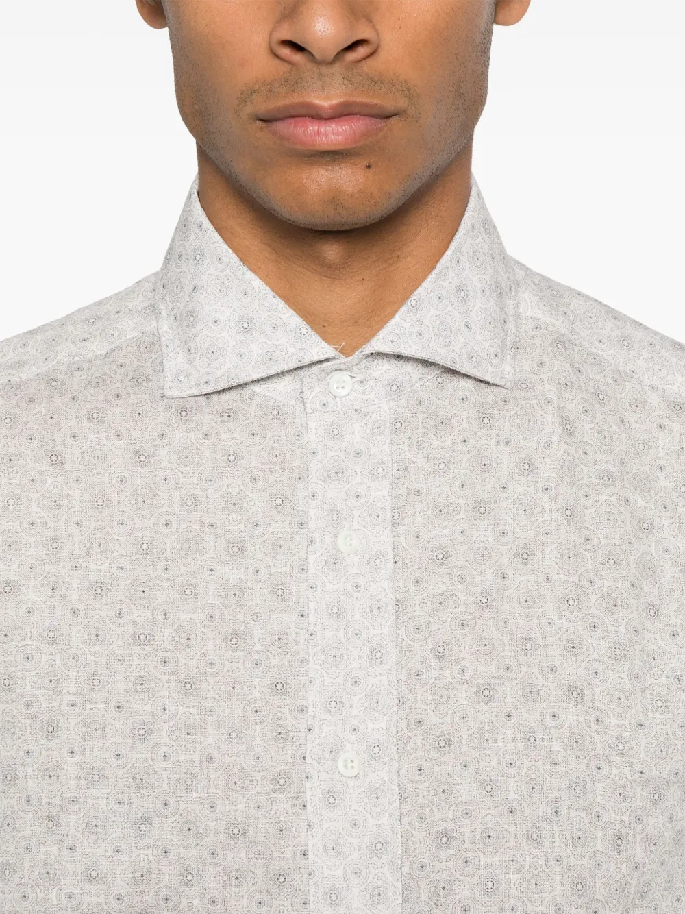Brunello Cucinelli Overhemd met geometrisch patroon Grijs