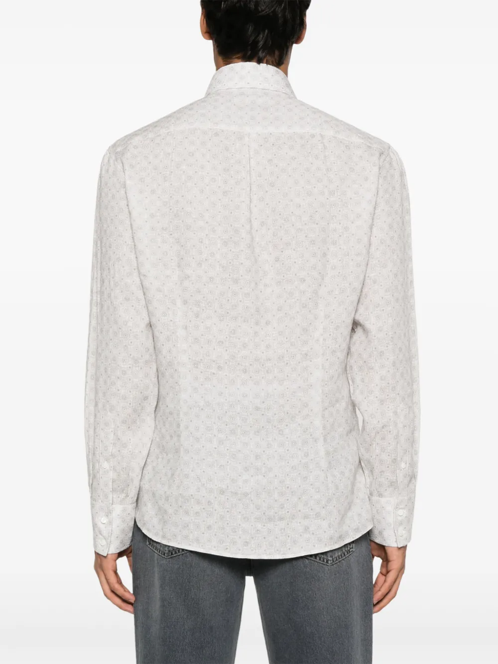 Brunello Cucinelli Overhemd met geometrisch patroon Grijs