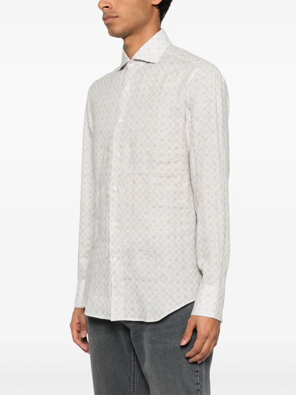 Brunello Cucinelli Overhemd met geometrisch patroon Grijs