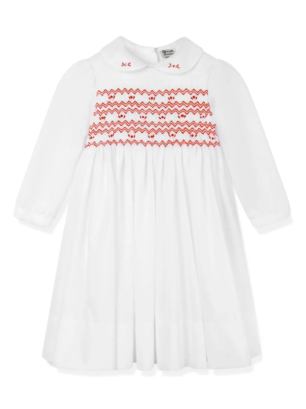 Sarah Louise smocked-panel dress - Bianco