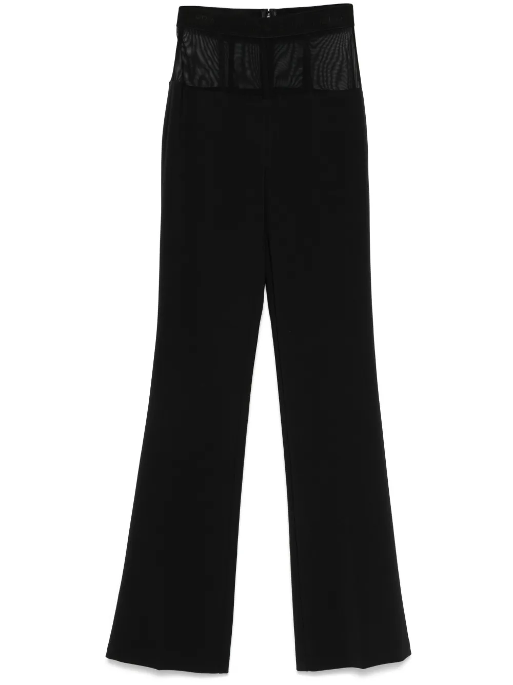 tulle-panel crepe trousers