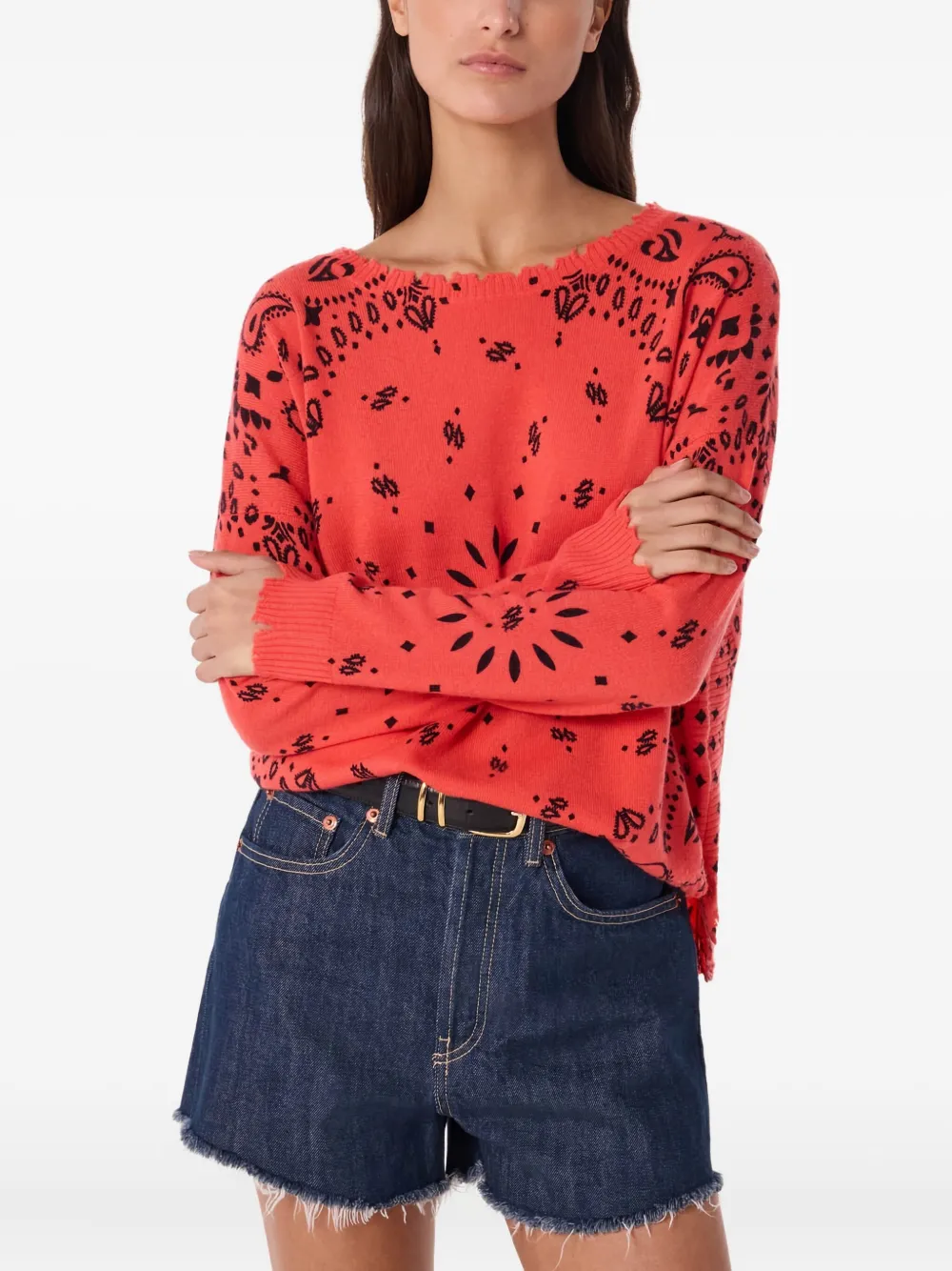 Kujten Mela Bandana Sweater In Red