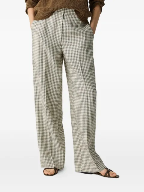 Theory gingham-check straight-leg trousers