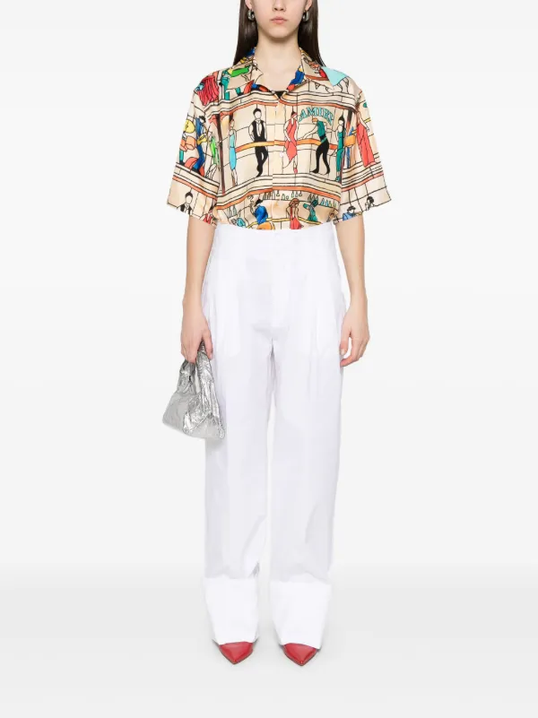 パンツ DARKPARK Women Straight Pants WTR58DWB01W008 W00801 WHITE Pleated Wide Leg Pants | White House Black Market