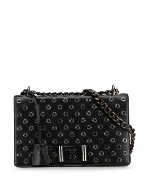 Prada Pre-Owned 2010-2024 Soft Calf Grommet Lock Flap Chain shoulder bag