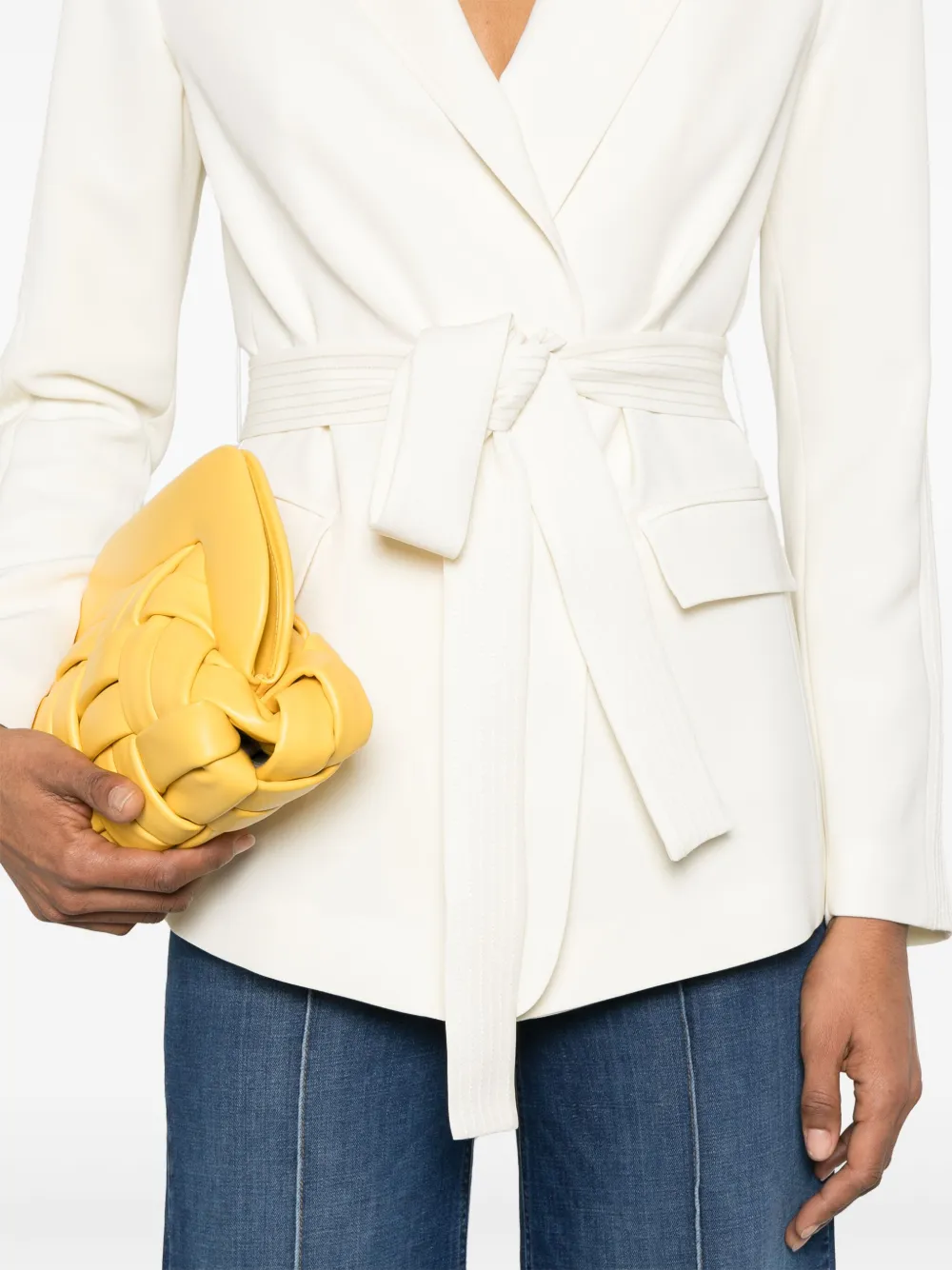 TWINSET Belted Blazer | White | FARFETCH