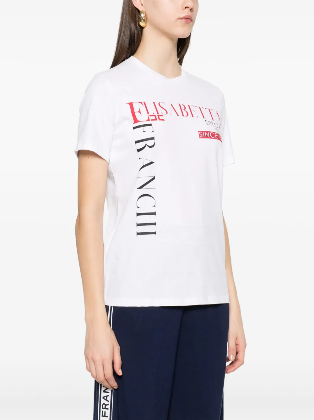 Elisabetta Franchi Jersey T-shirt met letterprint Wit