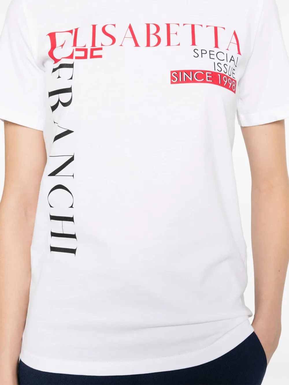 Elisabetta Franchi Jersey T-shirt met letterprint Wit