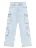 Barrow kids logo-embroidered cargo jeans - Blue