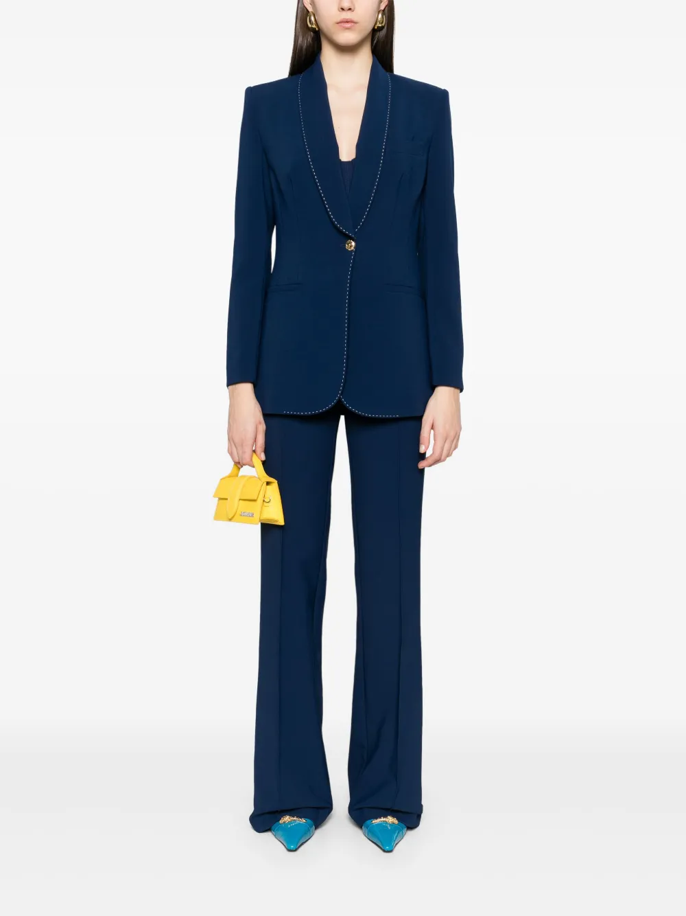 Elisabetta Franchi Crêpe blazer met contrasterendste stiksels - Blauw