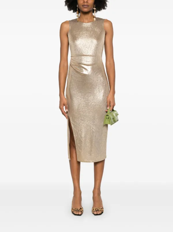 Patrizia Pepe metallic-effect Midi Dress | Gold | FARFETCH ID