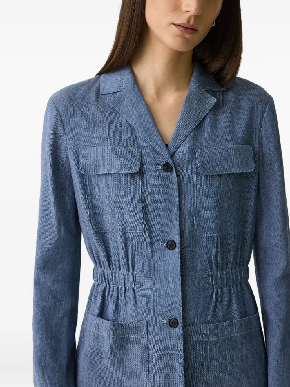 Theory Linnen jack met trekkoord Blauw