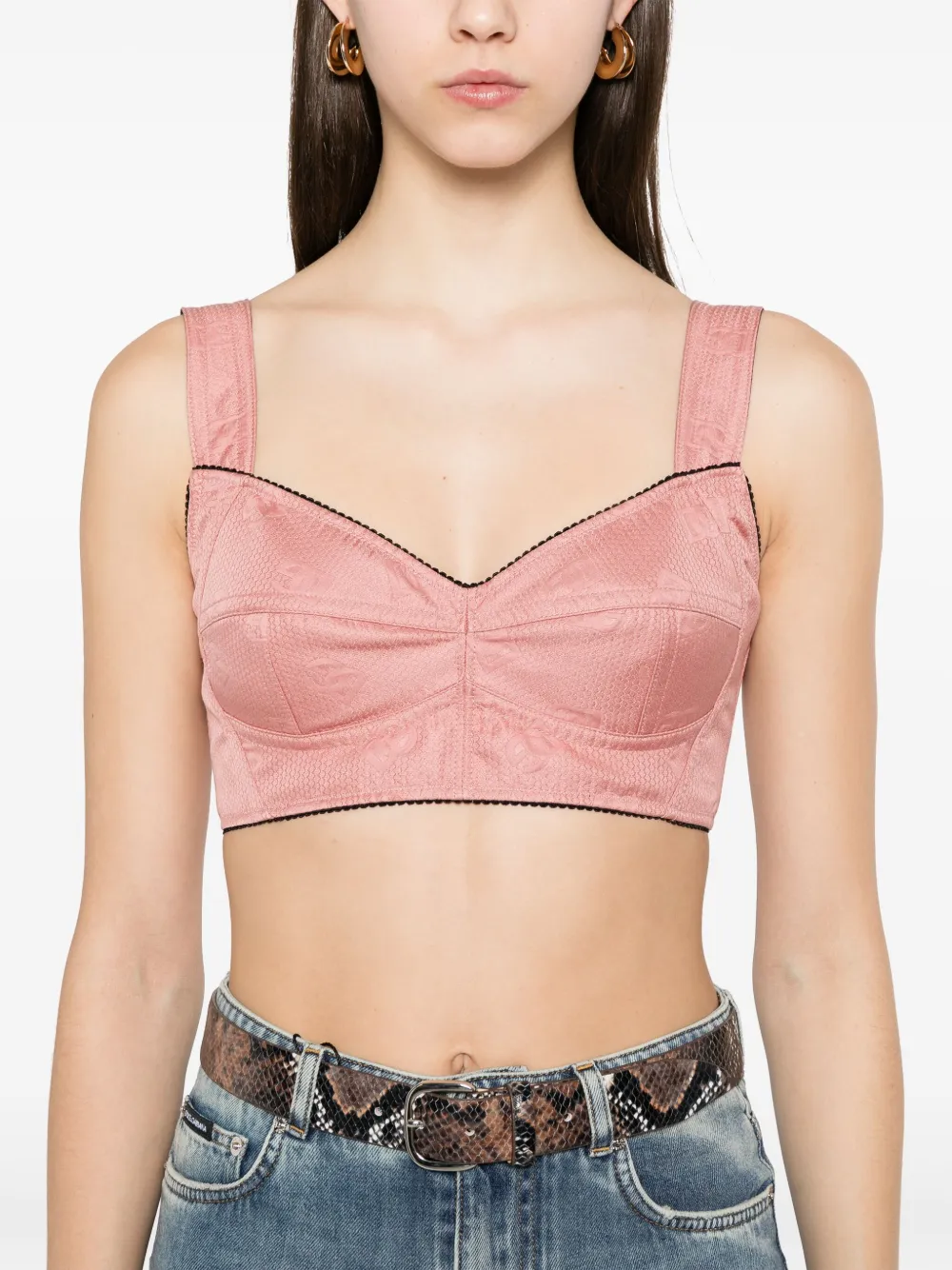 Dolce & Gabbana Cropped top met jacquard Roze