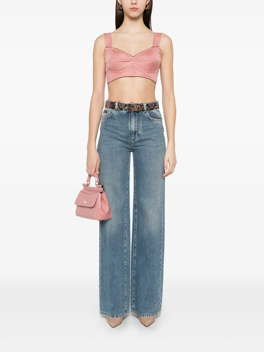 Dolce & Gabbana Cropped top met jacquard - Roze