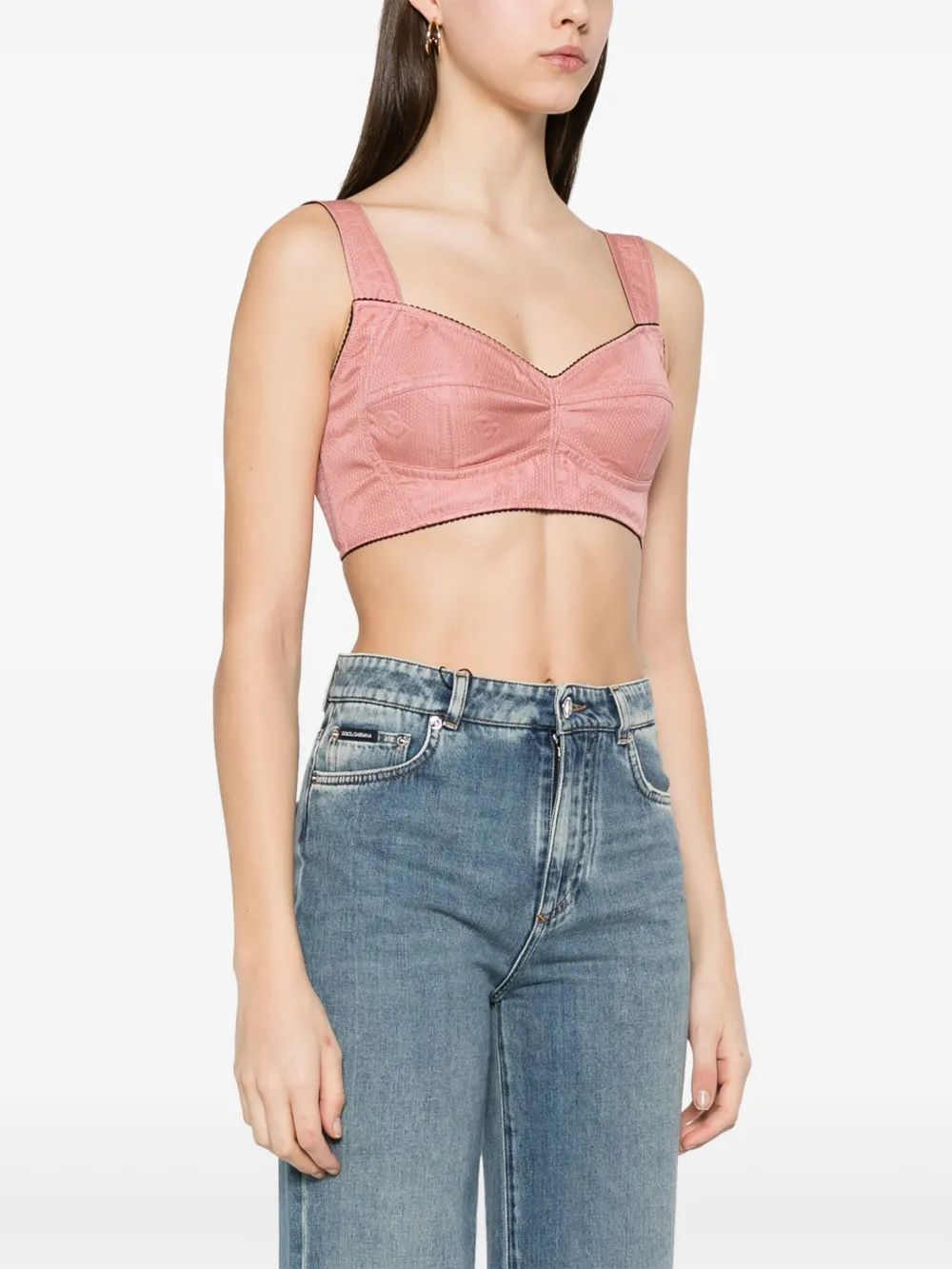 Dolce & Gabbana Cropped top met jacquard Roze