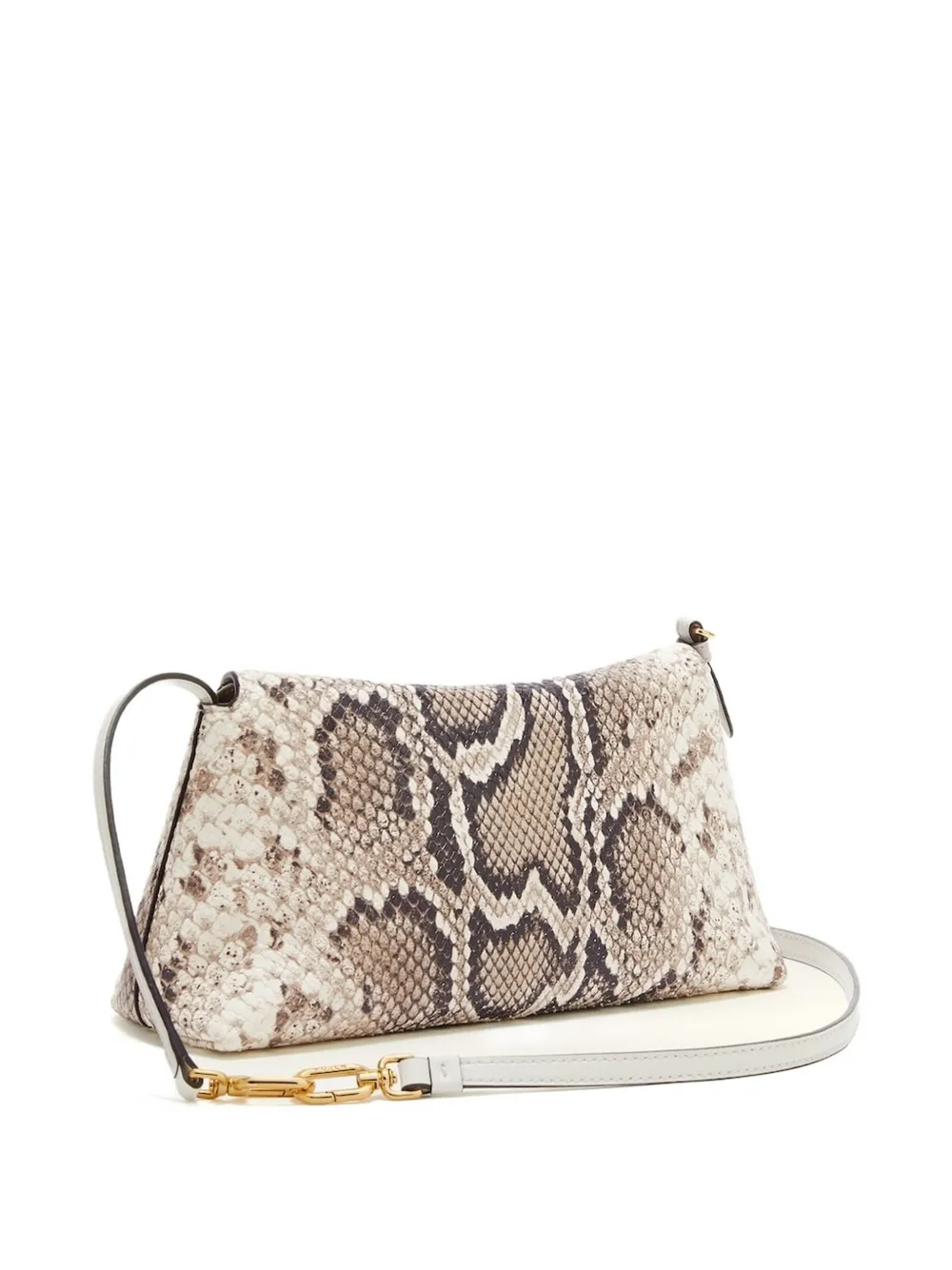 Furla Schoudertas met slangen-effect en omslag Beige