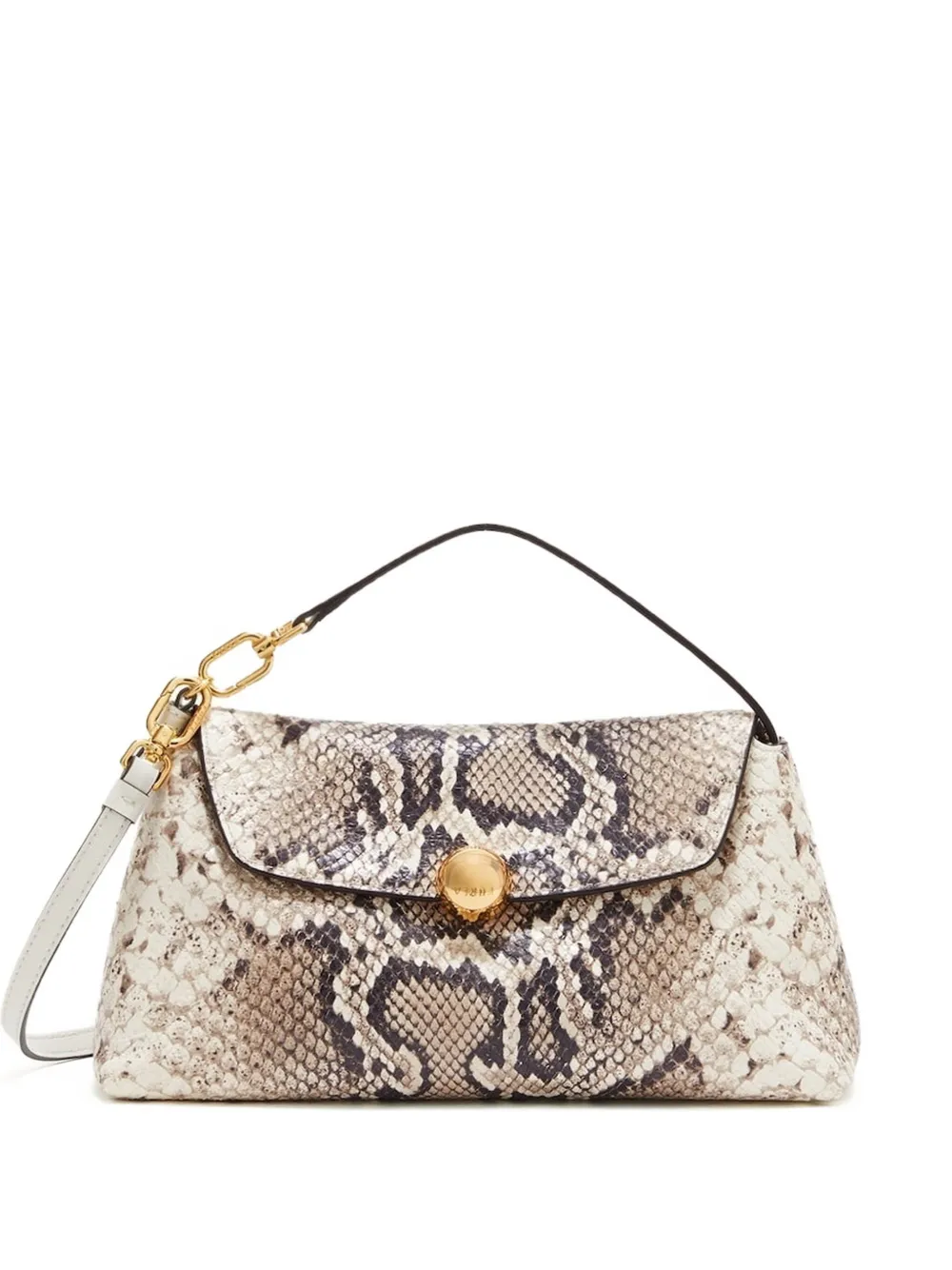 Furla Schoudertas met slangen-effect en omslag Beige