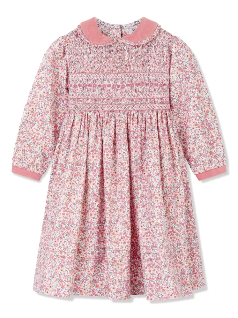 Sarah Louise floral smocked-panel dress