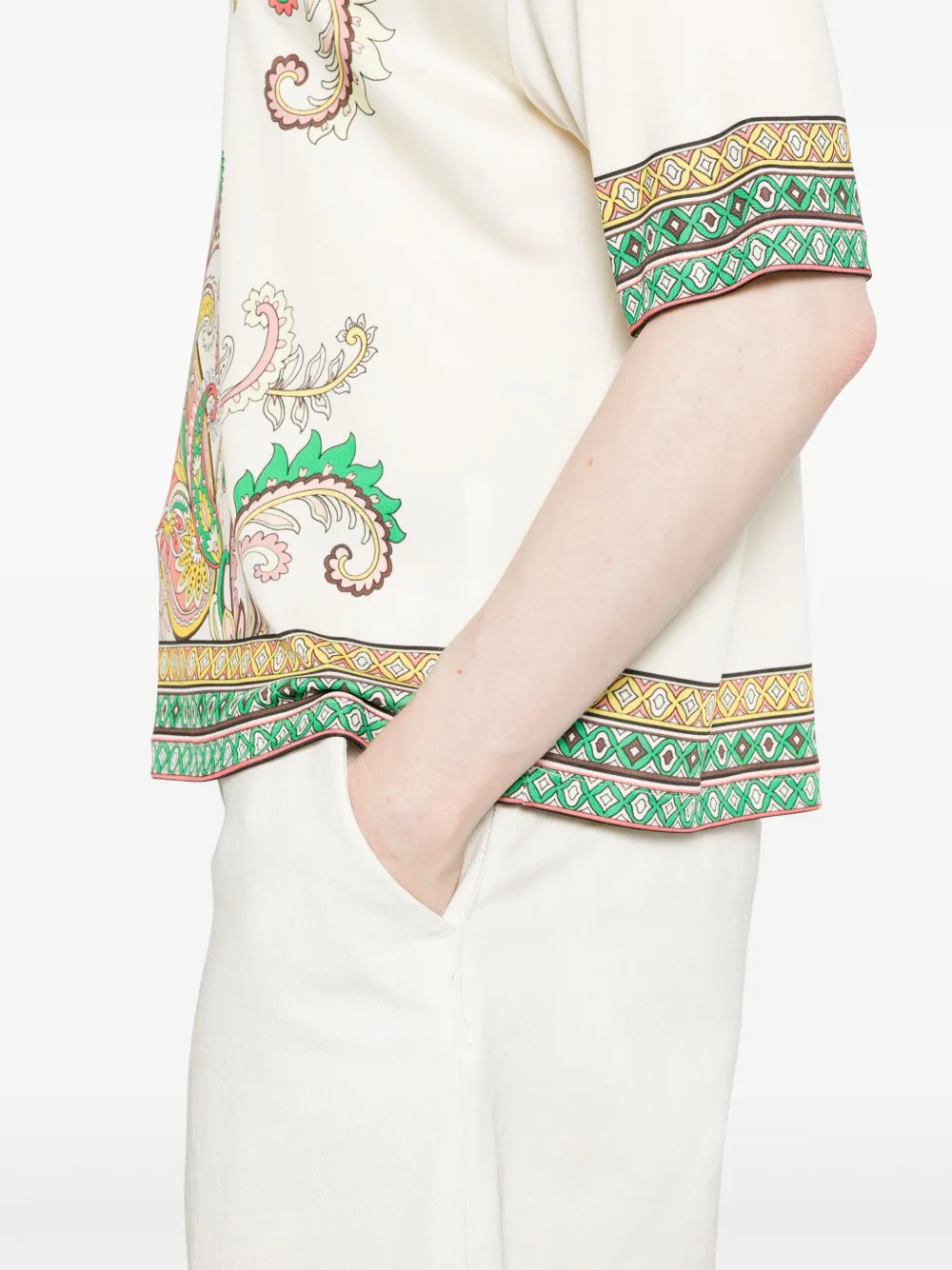 ETRO T-shirt met paisley-print Beige