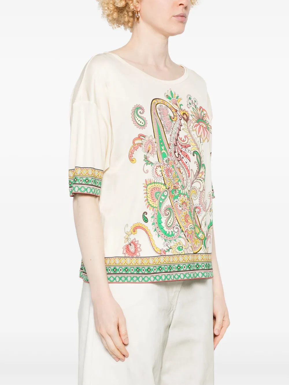 ETRO T-shirt met paisley-print Beige