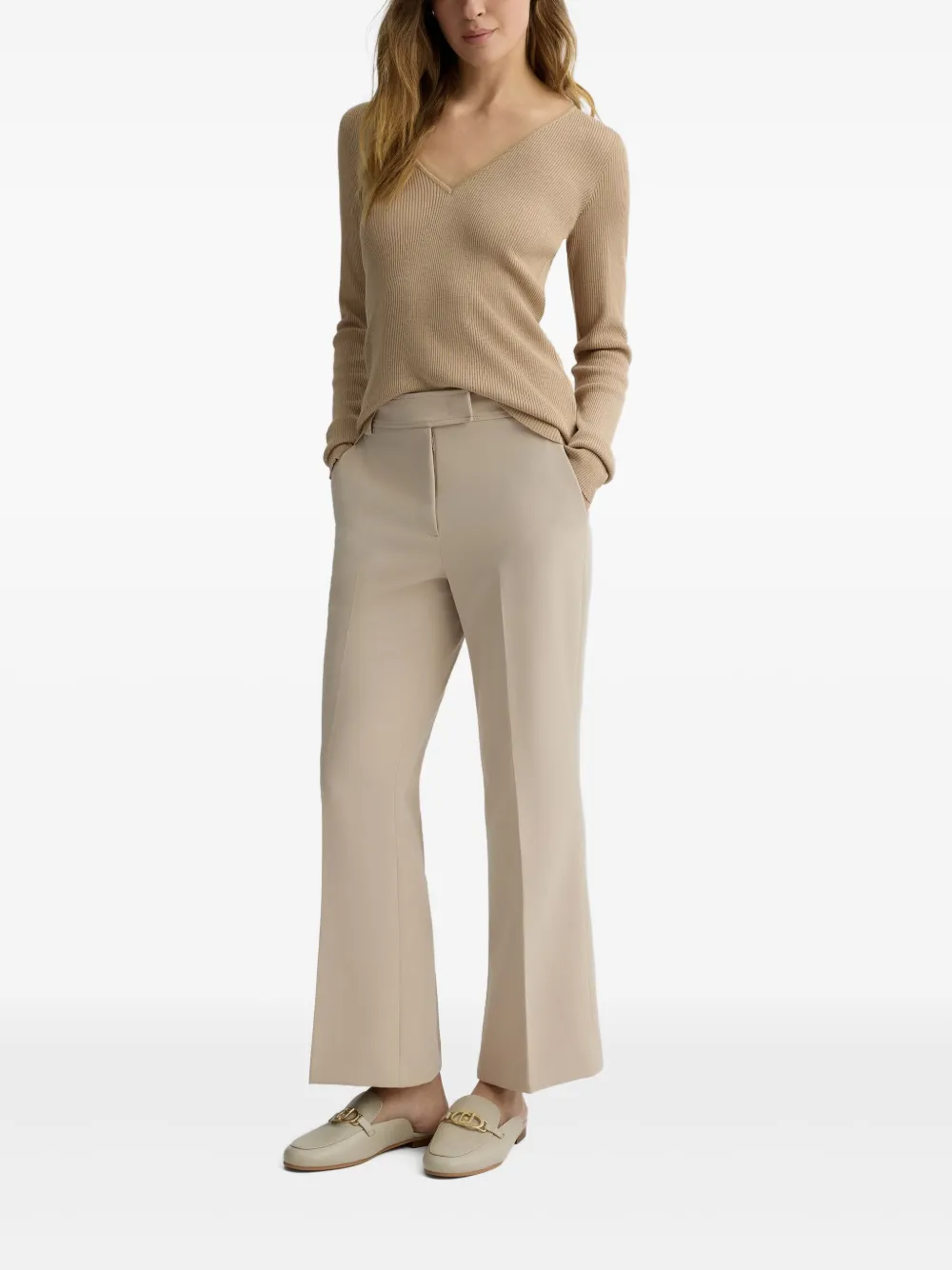 LIU JO Cropped beige trousers