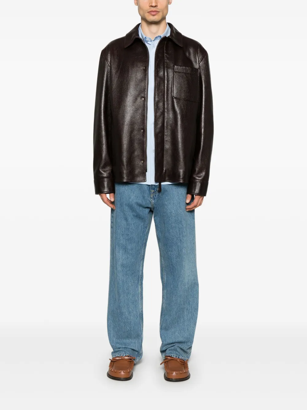 LOEWE Leren shirtjack Rood