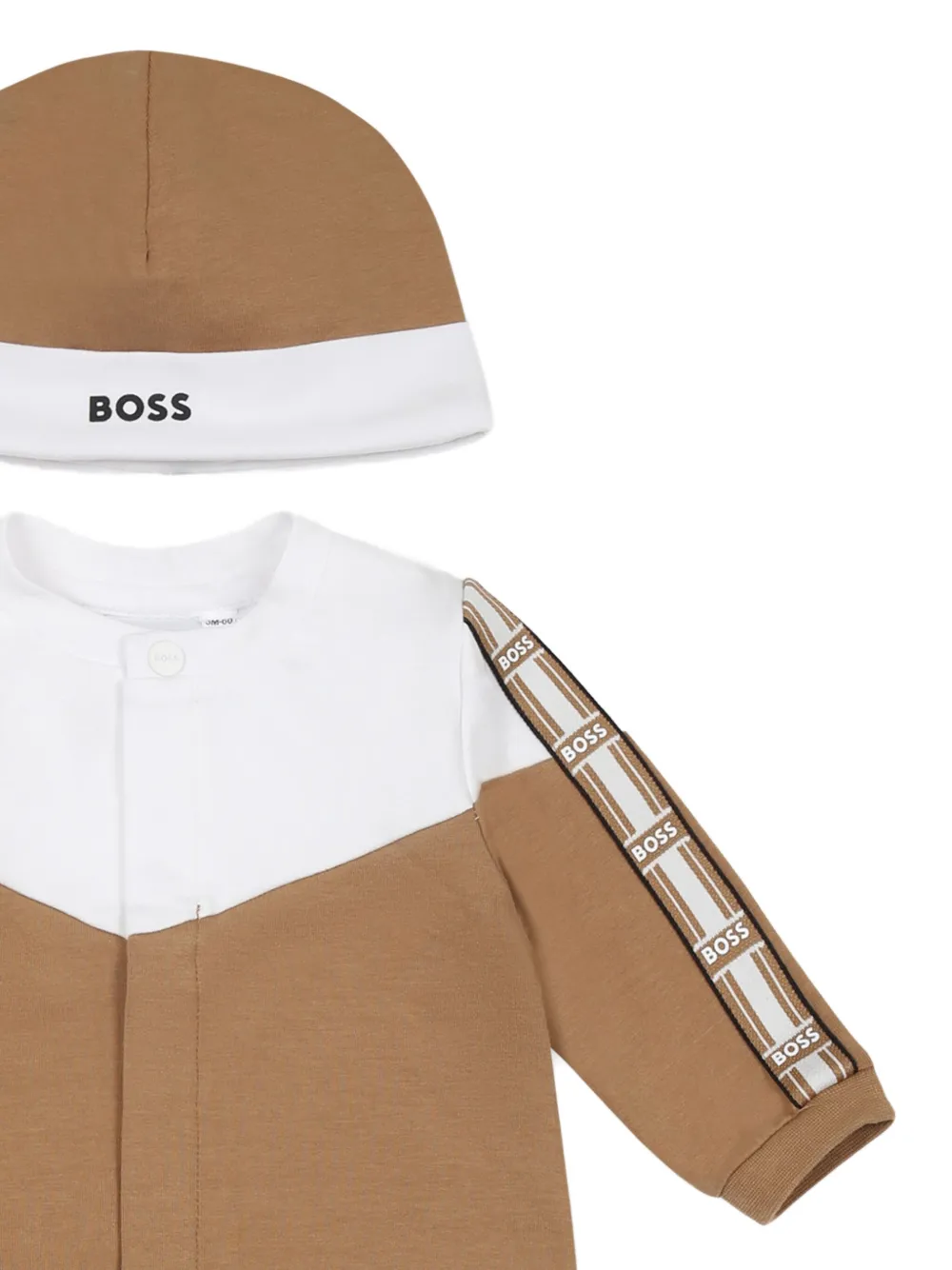 BOSS Kidswear Stretch-katoenen romper Bruin
