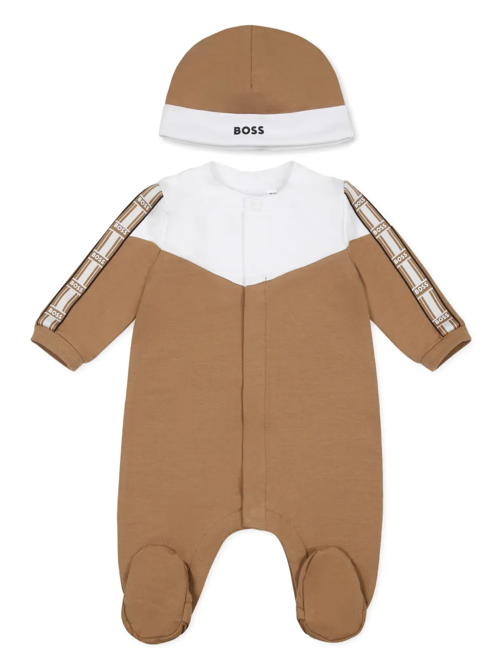 BOSS Kidswear Stretch-katoenen romper Bruin