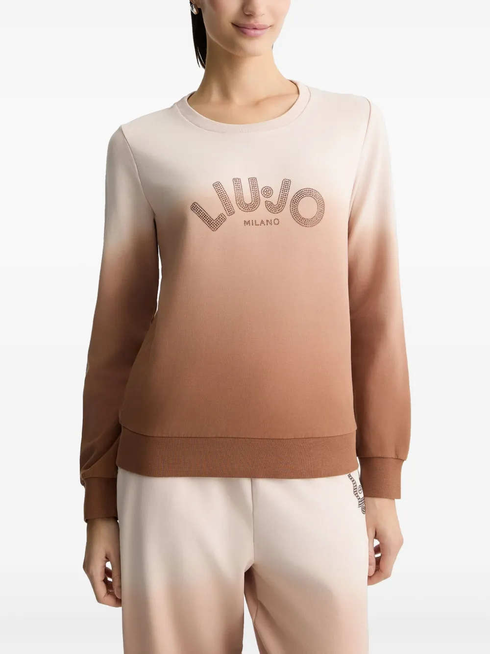 LIU JO Sweater verfraaid met kristallen Bruin