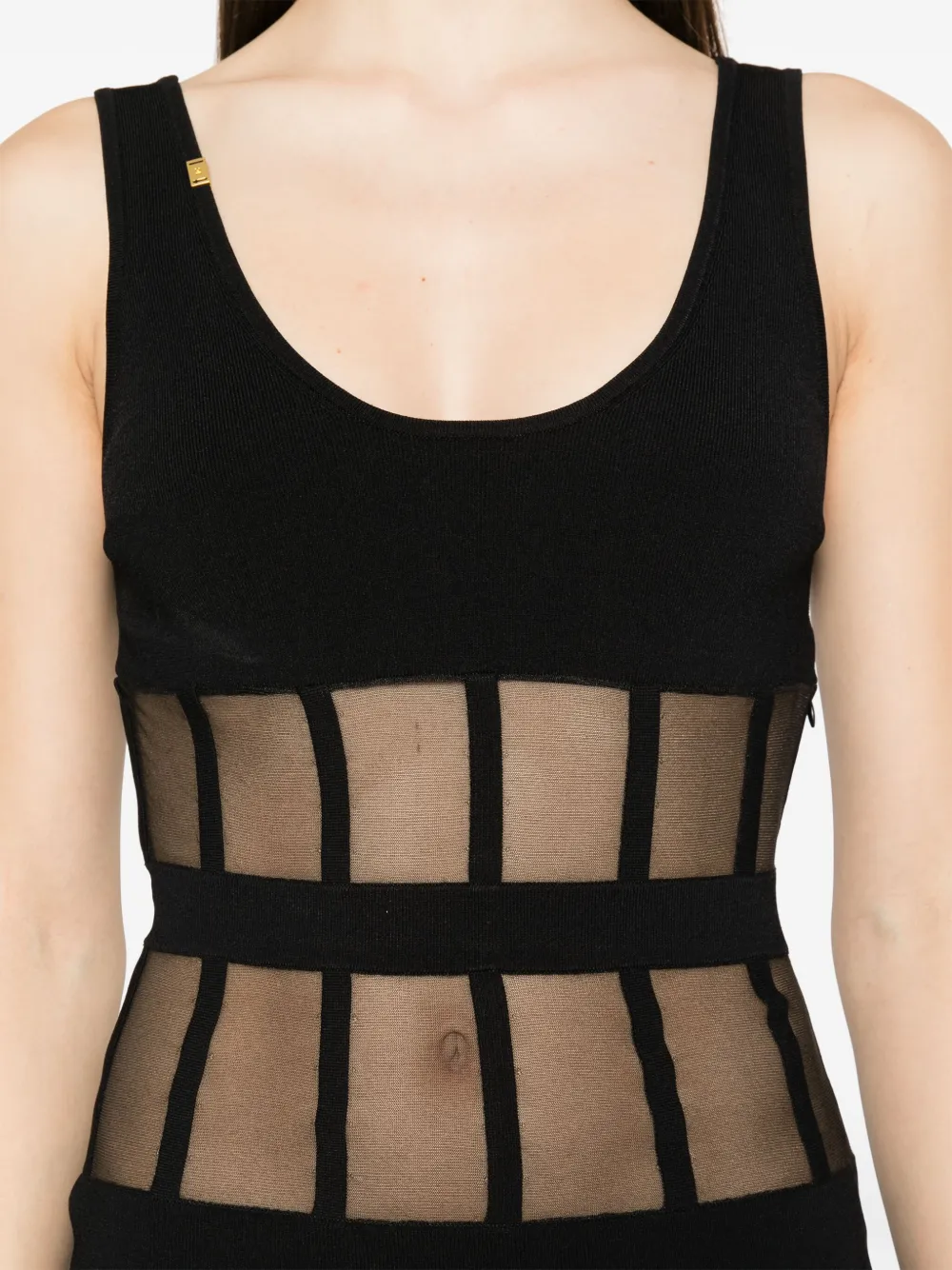 Elisabetta Franchi Midi-jurk met korset geslepen details Zwart