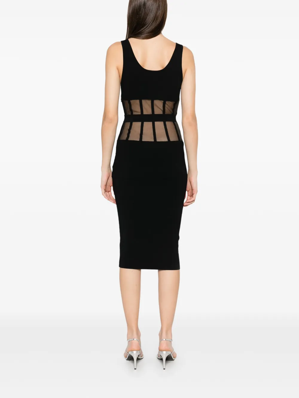 Elisabetta Franchi Midi-jurk met korset geslepen details Zwart