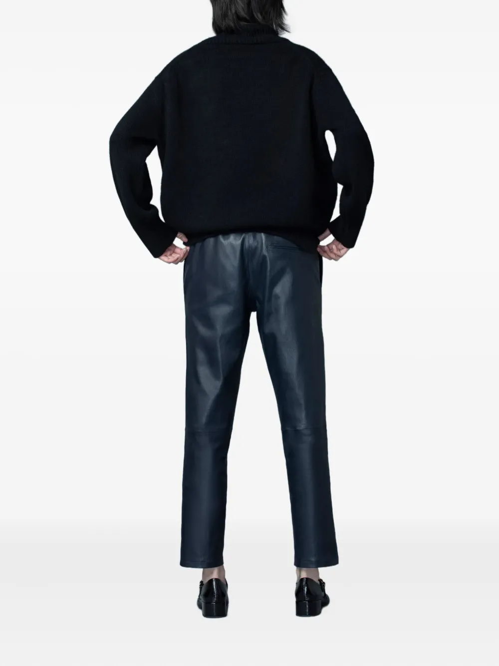 Inès & Maréchal Jardin Leather Trousers In Blue