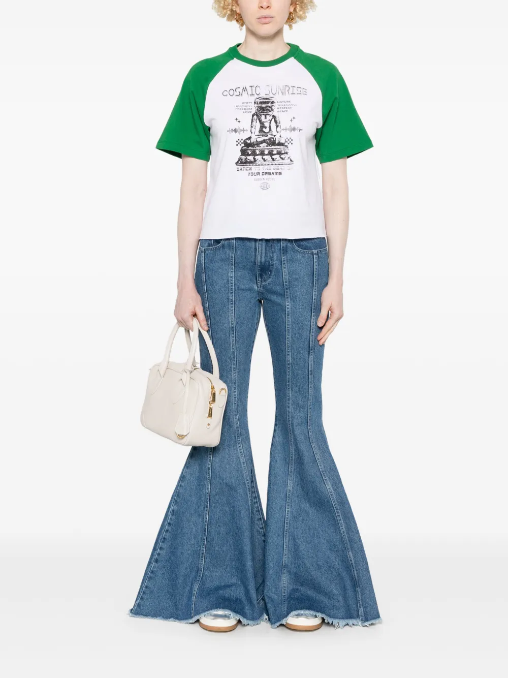 Golden Goose T-shirt met contrasterende mouwen Wit