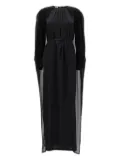 DI.LA3 PARI' cape-insert maxi dress - Black