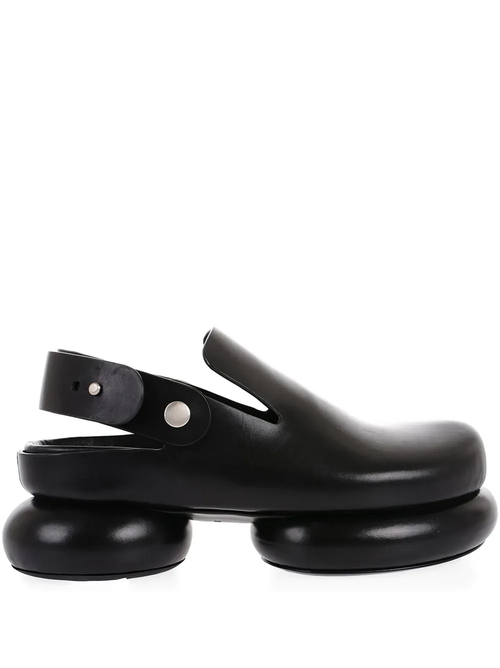 Jil Sander Leren ballerina's met chunky zool Zwart
