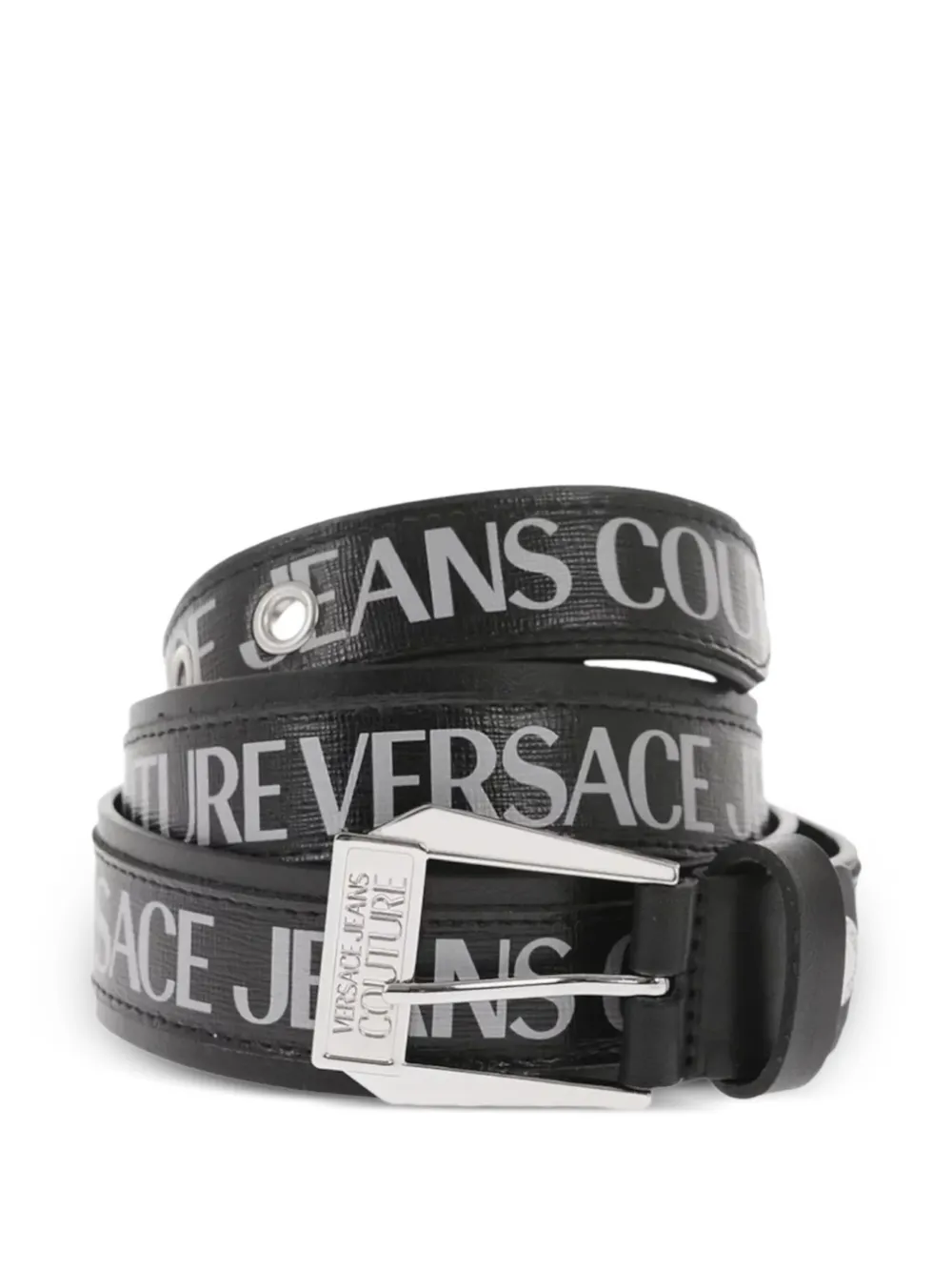 Versace Ledergürtel mit Logo-Schild - Schwarz