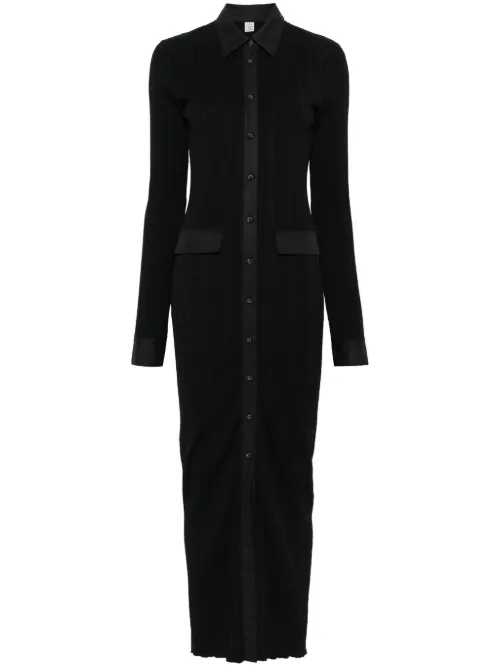 Robe-chemise en maille à coupe longue - TOTEME - Modalova