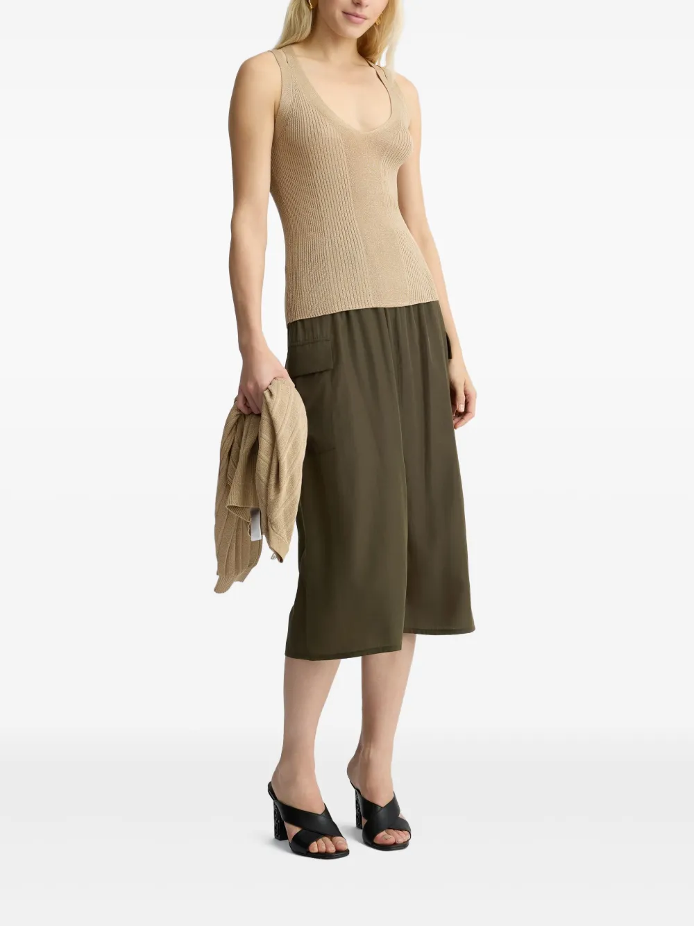 LIU JO lurex knitted top - Beige