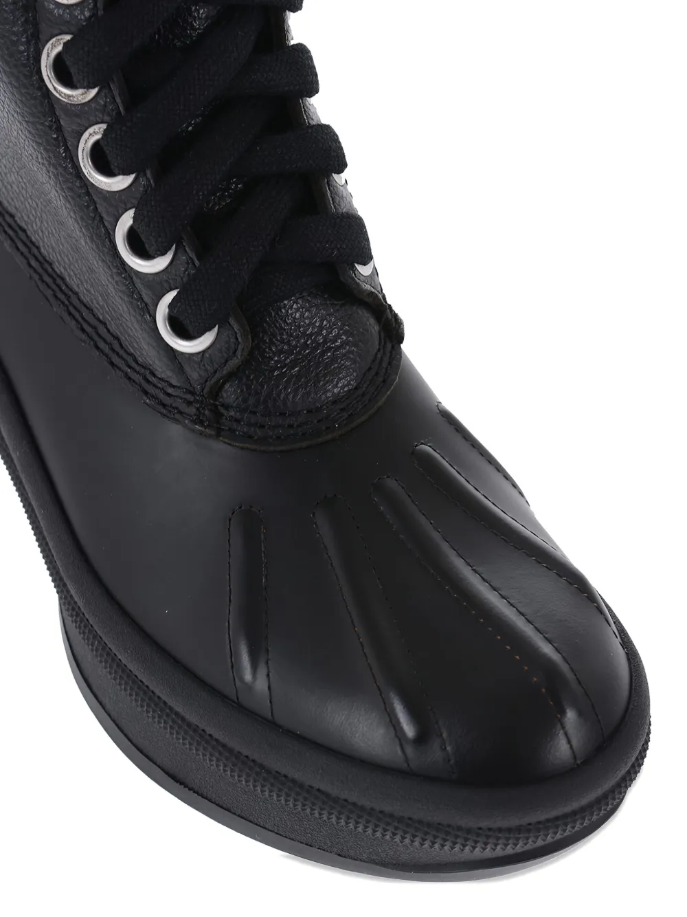 Jil Sander Leren combat boots Zwart