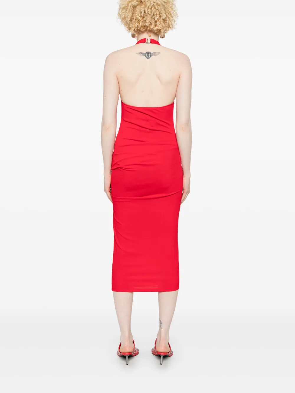 Jacquemus Midi-jurk met halternek Rood