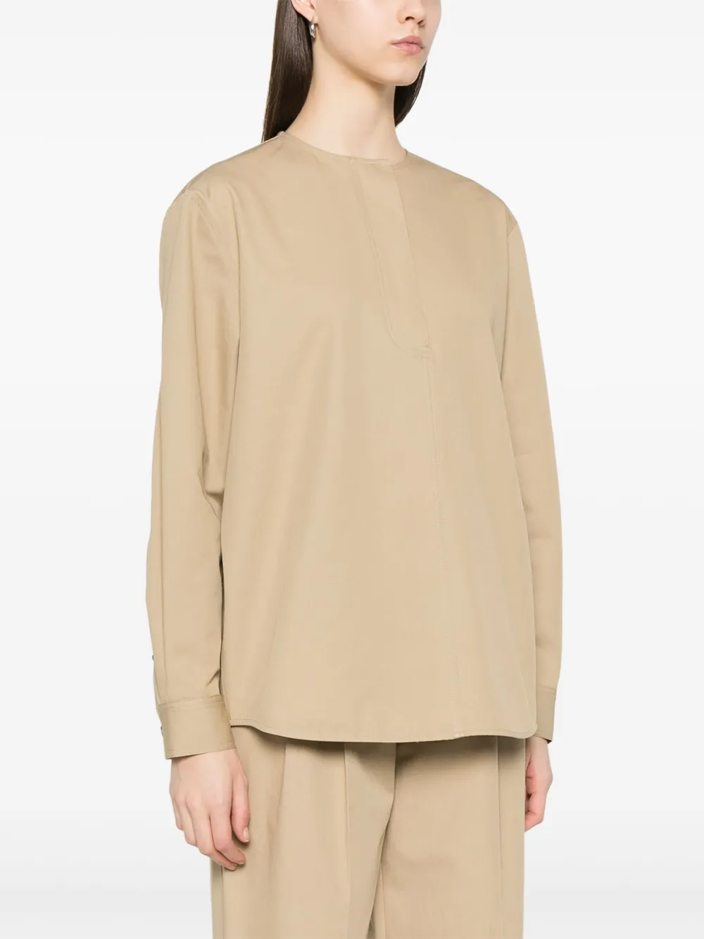 TOTEME Kraagloos katoenen blouse Beige