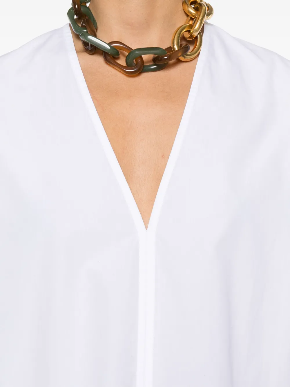 Totême Cotton Shirt With Buttoned Cuffs And Curved Hem In White