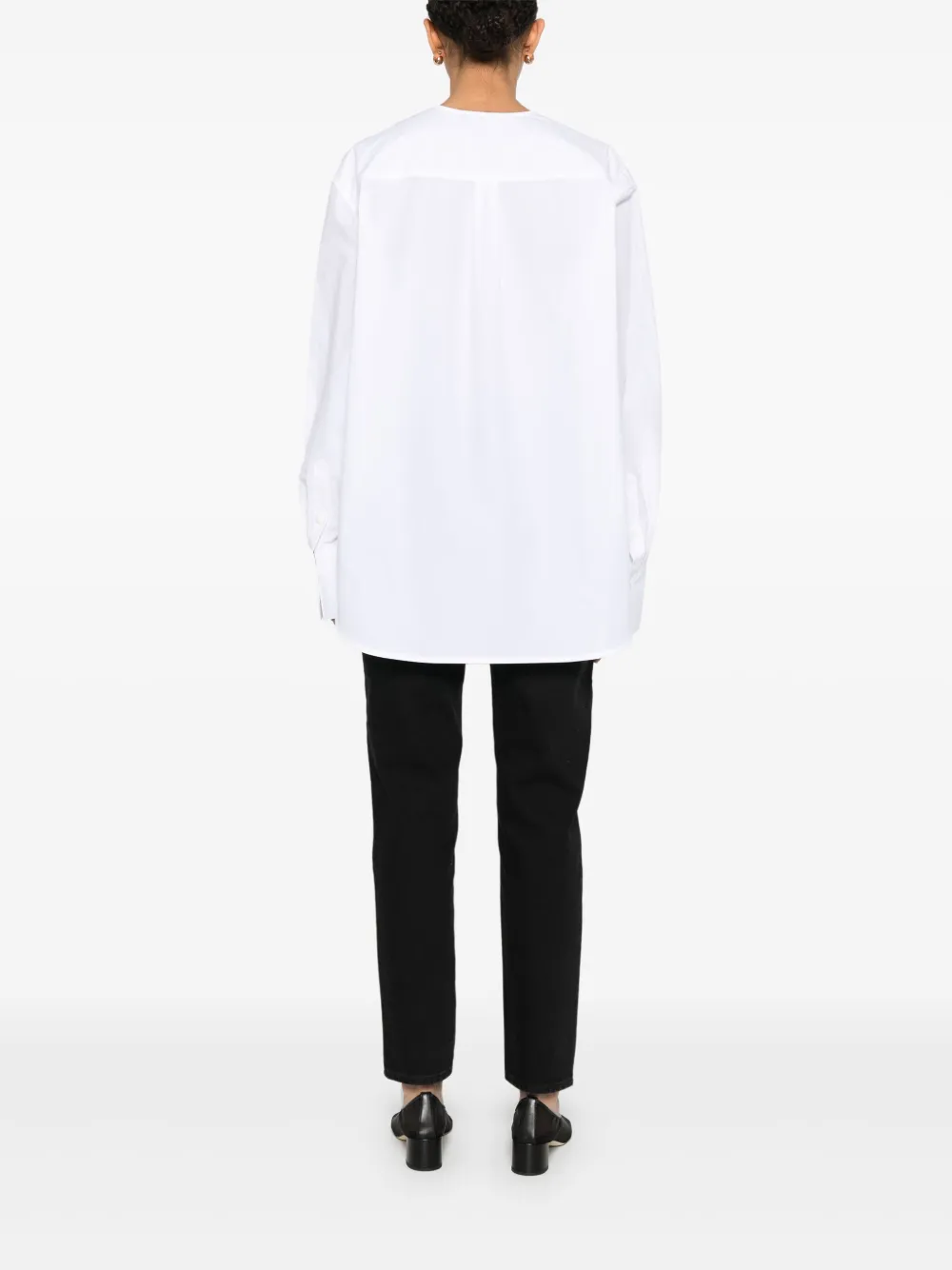 Totême Cotton Shirt With Buttoned Cuffs And Curved Hem In White