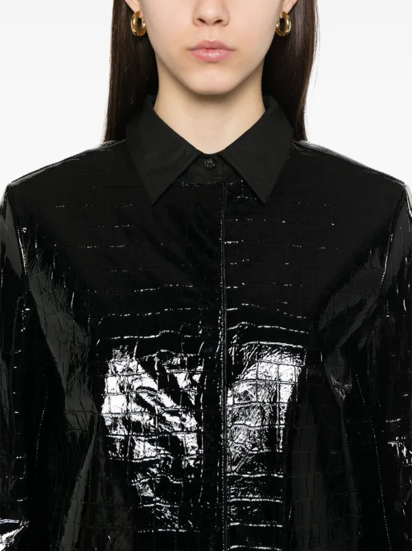 TOTEME crocodile-embossed Coat | Black | FARFETCH