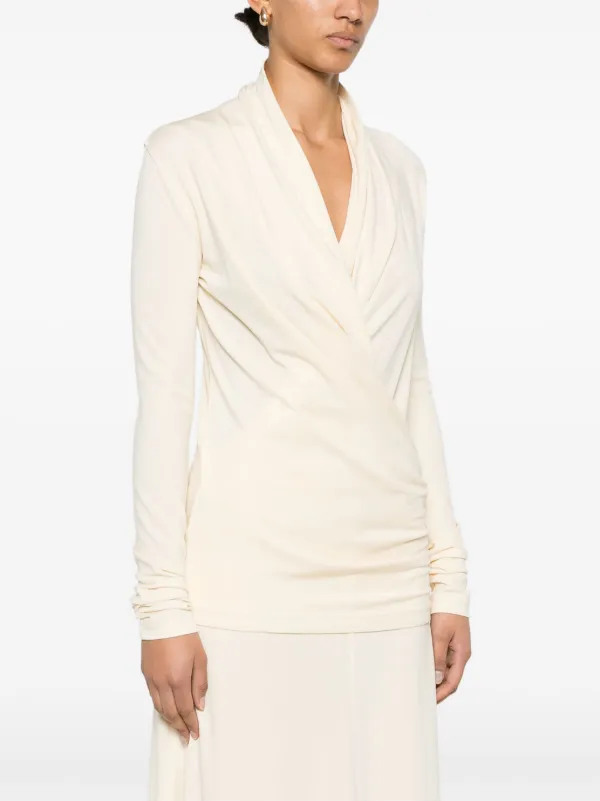 TOTEME Overlapped Jersey Top | Neutrals | FARFETCH