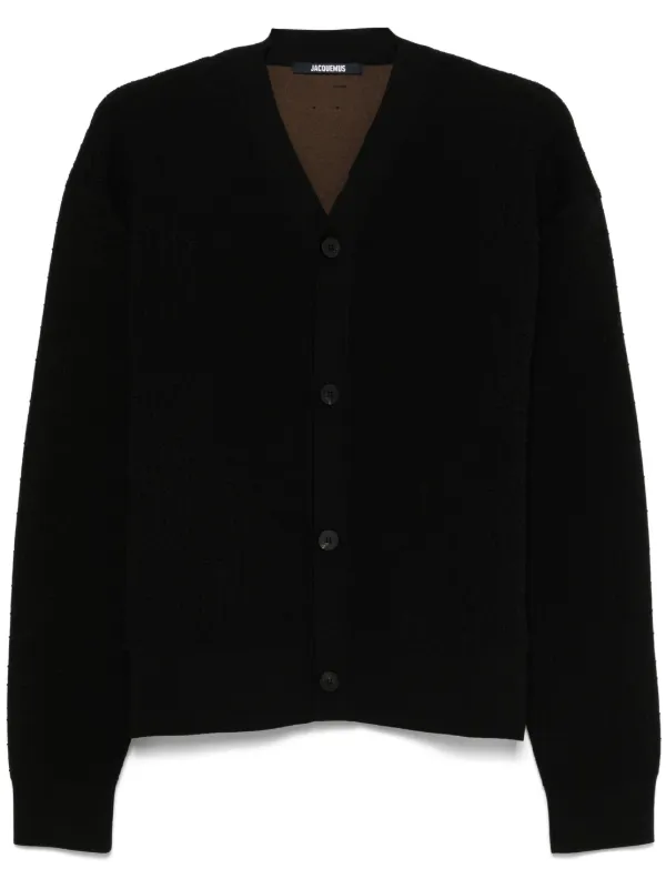 JACQUEMUS Le Papierコレクション ブラック カーディガン JACQUEMUS（ジャックムス） JACQUEMUS Vネック長袖カーディガン THE