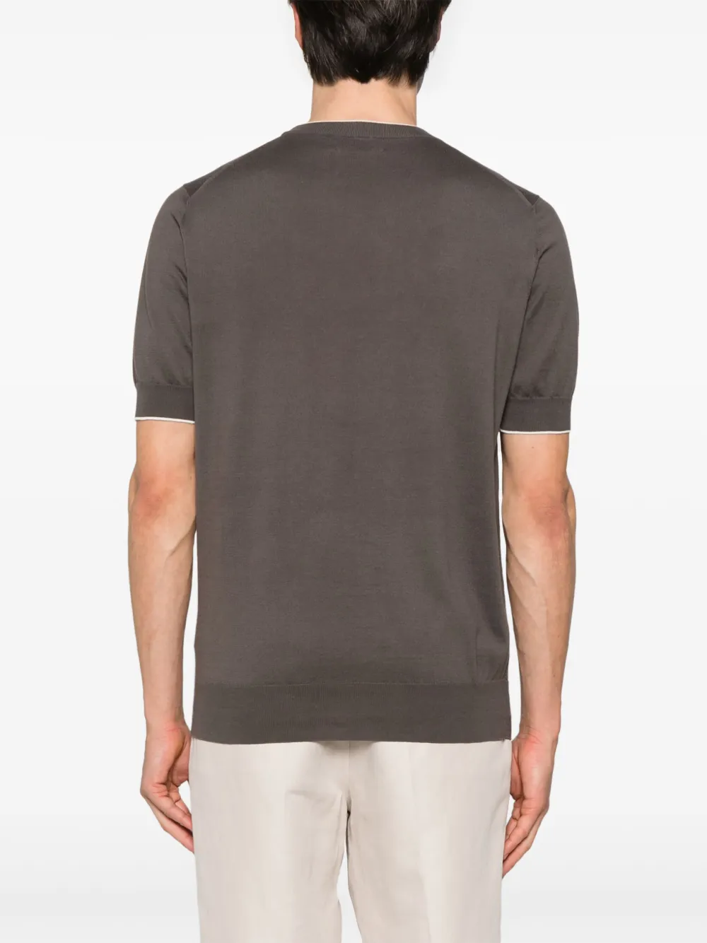 Brunello Cucinelli Fijngebreid T-shirt Grijs