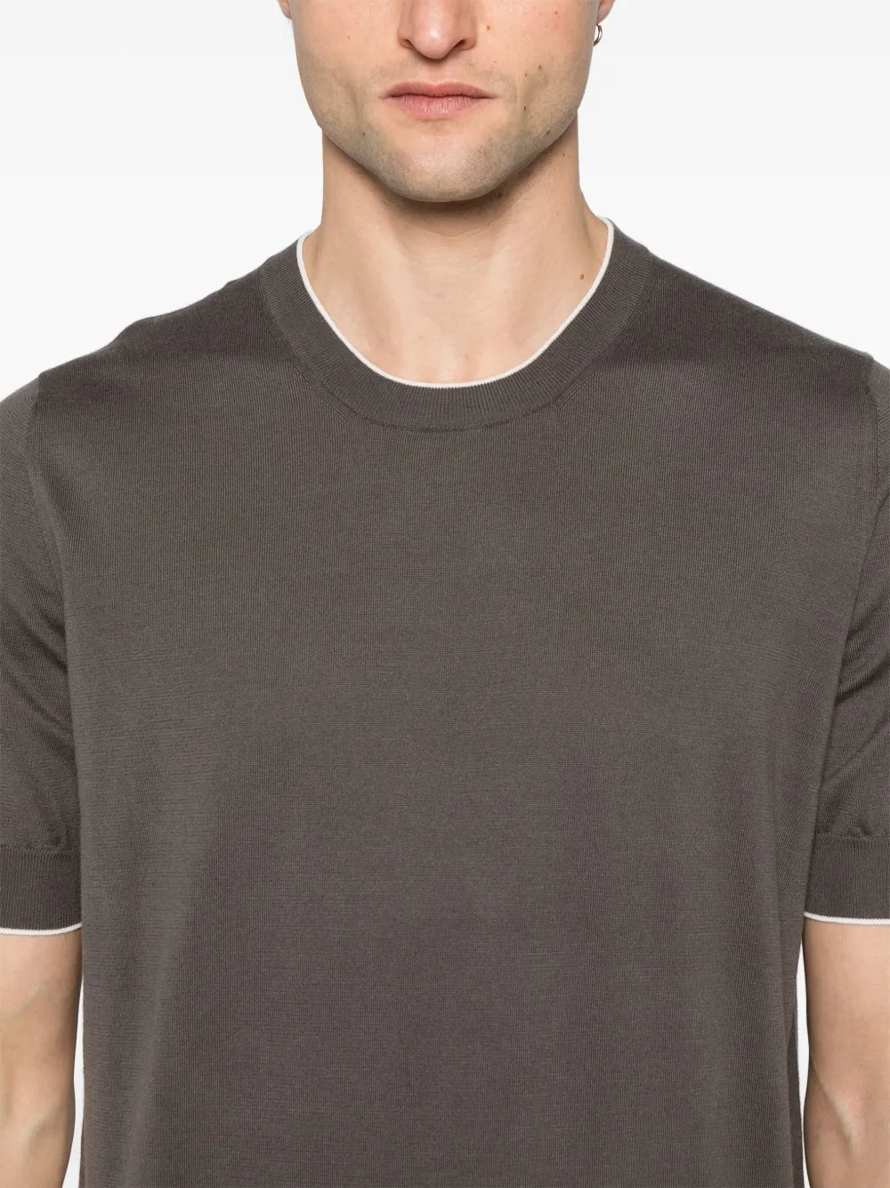 Brunello Cucinelli Fijngebreid T-shirt Grijs