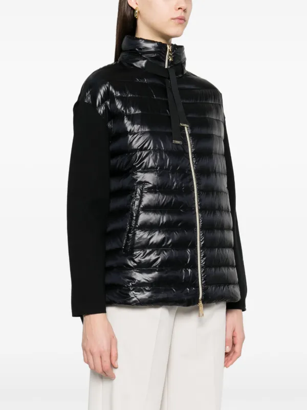 ＊人気＊ HERNO  パネルニットダウンジャケット Herno ニットパネル パデッドジャケット | ブラック | FARFETCH JP